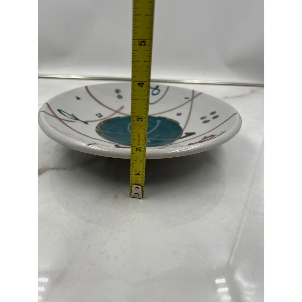 Klausner Studio Pottery Abstract Geometric Ceramic Bowl Post Modern 8.5in
